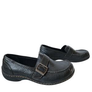Born Concept BOC Loafers Womens Size 6.5 M Leather Buckle Strap Black Slip On